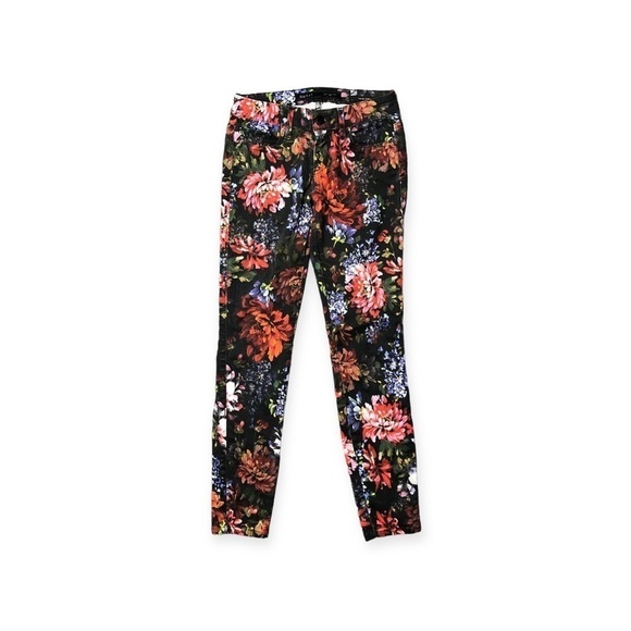 Guess jeggings slim fit stretch black floral painting print bright bold 26 - Picture 2 of 11